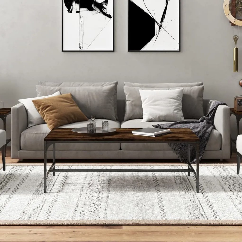 Füstös tölgy színű fatermék dohányzóasztal 80x50x35 cm