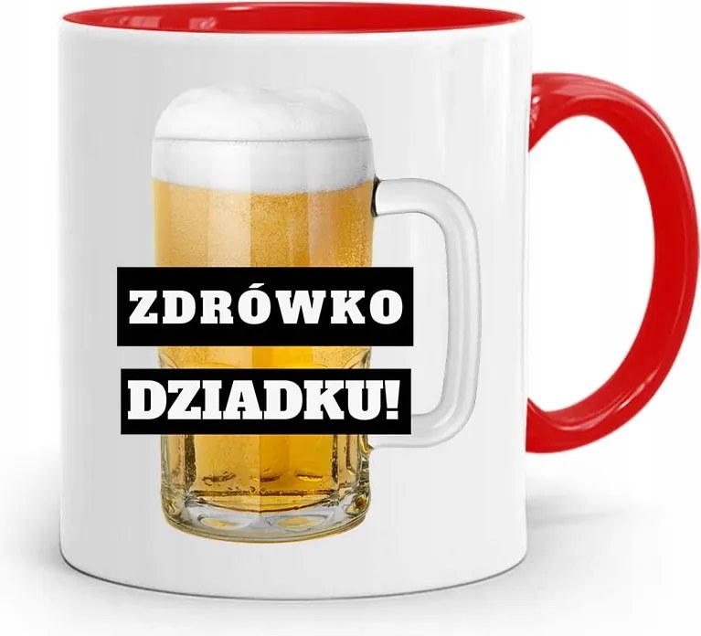 Piros Bögre Nagypapa Napjára Egészség Nagypapa! fényképes nyomattal