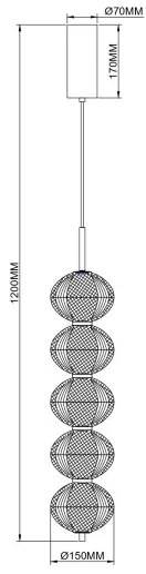 Zuma Line 003064-034756 - GALATEA LED csillár kábelen LED/30W/230V arany