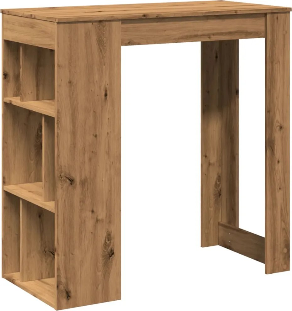 vidaXL kézműves tölgy szerelt fa bárasztal tárolókkal 102x50x103,5 cm