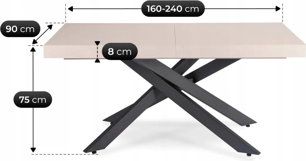 Étkezőasztal – ME-HAMPTON-KASZ-CZ-S160-240