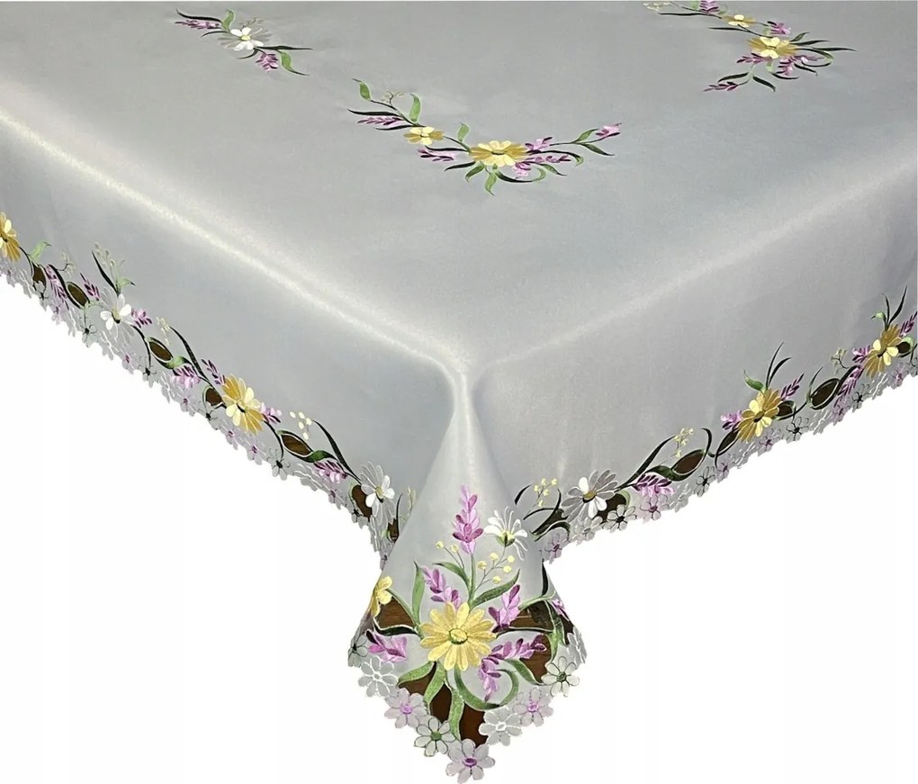 Abrosz Asztalra 110x160 Szürke Dekoratív Virágok