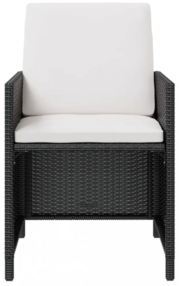 9 darabos fekete kültéri polyrattan és akácfa étkezőszett