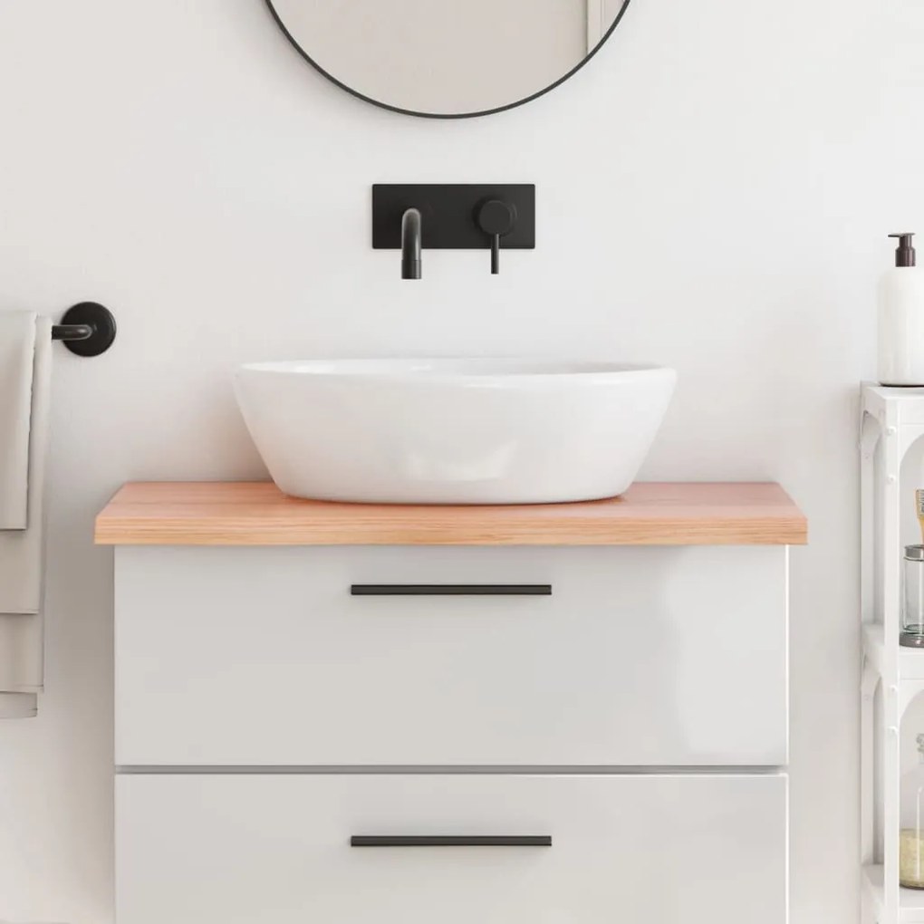 világosbarna kezelt tömör fa fürdőszobai pult 80x60x(2-4) cm