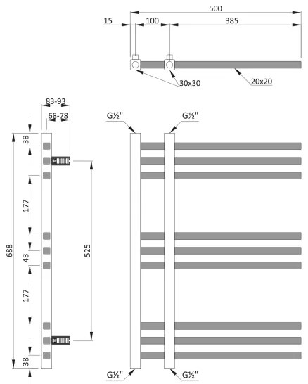 Sapho - Fürdőszobai radiátor MAGDALENA 241W/230V 50x69 cm fényes króm