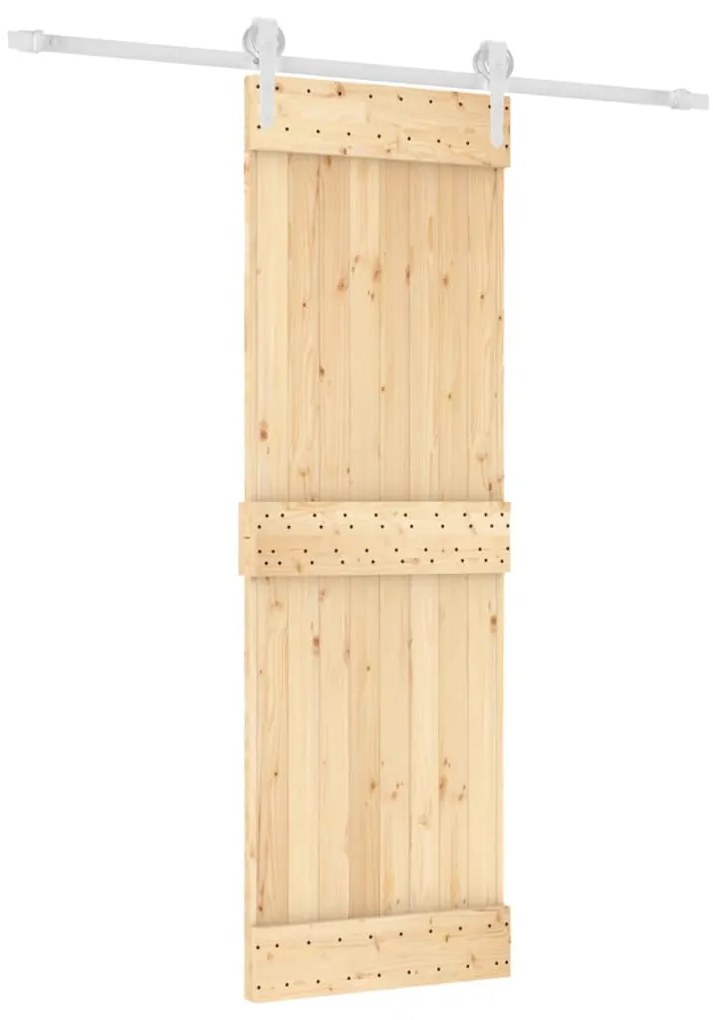 Tömör fenyőfa tolóajtó fémszerelék szettel 70 x 210 cm