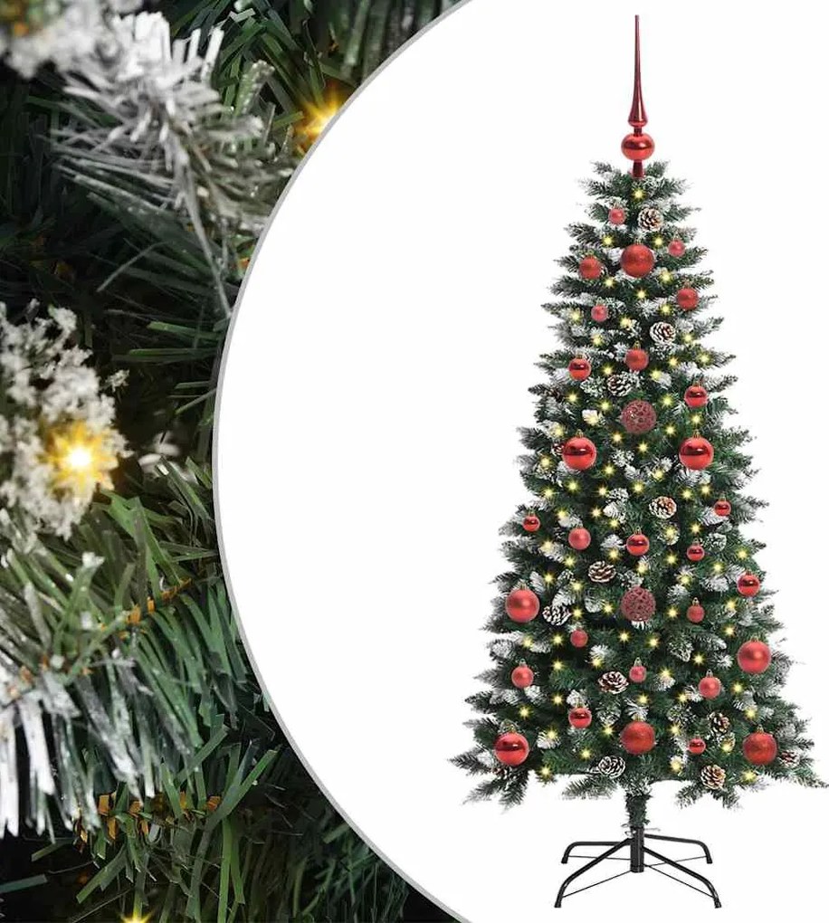 vidaXL Mű karácsonyfa 150 LED-del Zöld 120 cm PVC és Műanyag és Acél