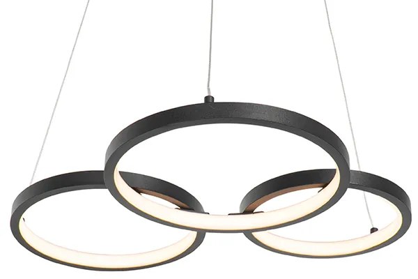 Függőlámpa fekete LED-del, 3 fokozatú dimmerrel, 3 lámpás - Rondas