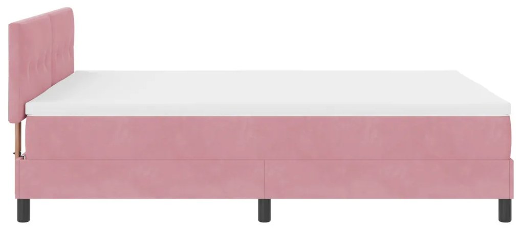 Boxspringágy Mattal és LED világítással Rózsaszín 140x200 cm Bársonyos