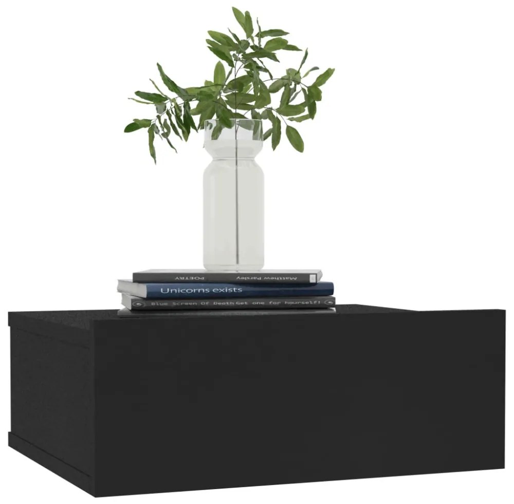 2 db fekete szerelt fa függő éjjeliszekrény 40 x 30 x 15 cm