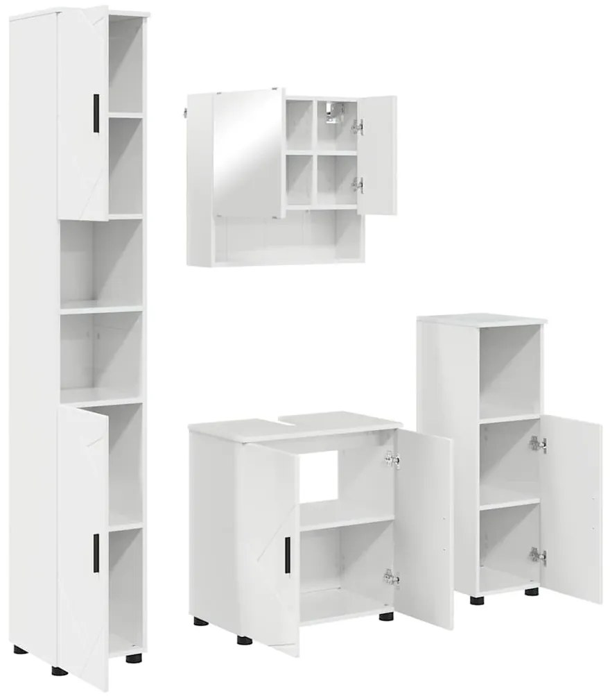 Fürdőszoba bútor szett 4 pcs Magasfényű fehér 61 x 35 x 64 cm