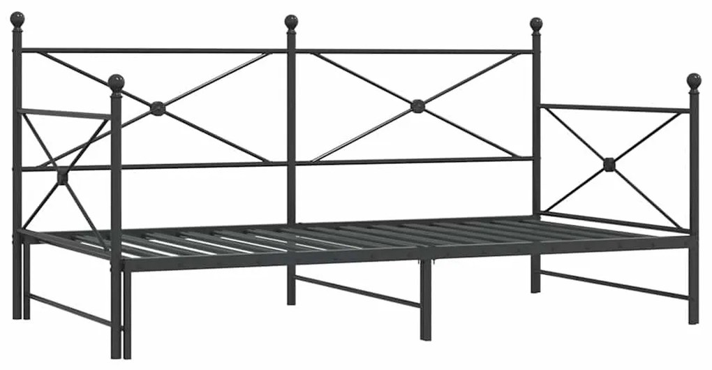 kihúzható kanapéágy matrac nélkül fekete 107x203 cm acél