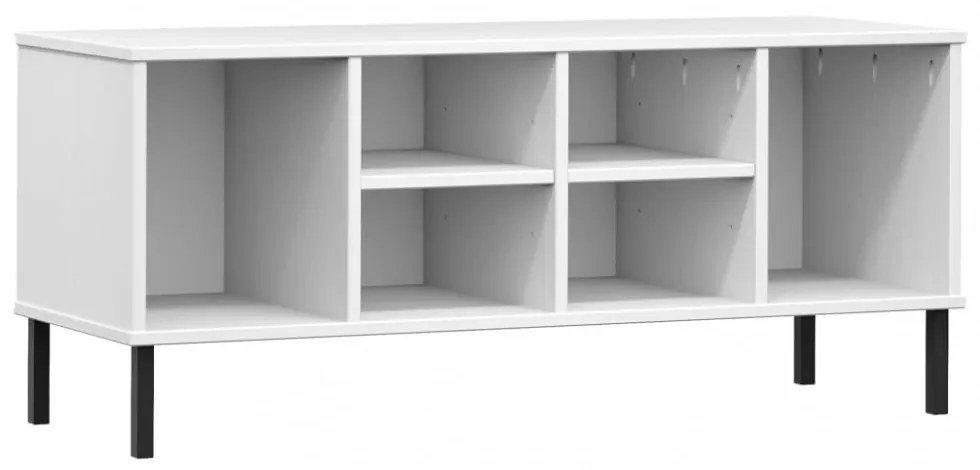 OSLO fehér tömör fa cipőszekrény fém lábakkal 106 x 35 x 45 cm