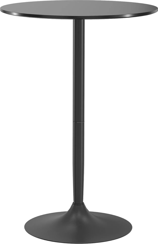 HOMCOM Modern Magas Bár Asztal, Kerek Konyhai Asztal 2 Személyre Acél Alappal és MDF Asztallappal, Ø70x102cm, Fekete | Aosom