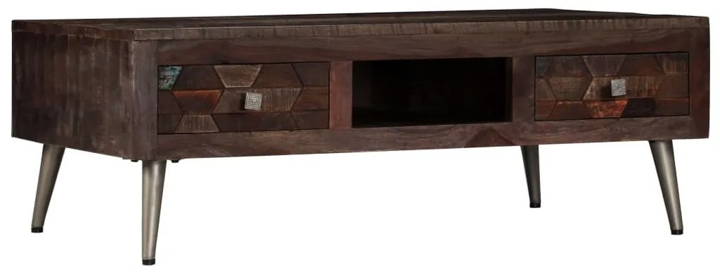 Újrahasznosított tömör fa dohányzóasztal 100 x 60 x 35 cm
