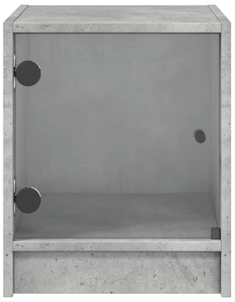 2 db betonszürke éjjeliszekrény üvegajtókkal 35 x 37 x 42 cm