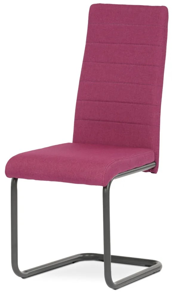Scaun tip sanie de culoare Magenta cu tapițerie din țesătură, picioare din metal . DCL-400
