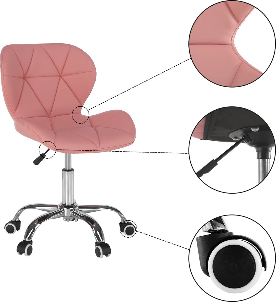 Irodai fotel, rózsaszín/króm, ARGUS NEW