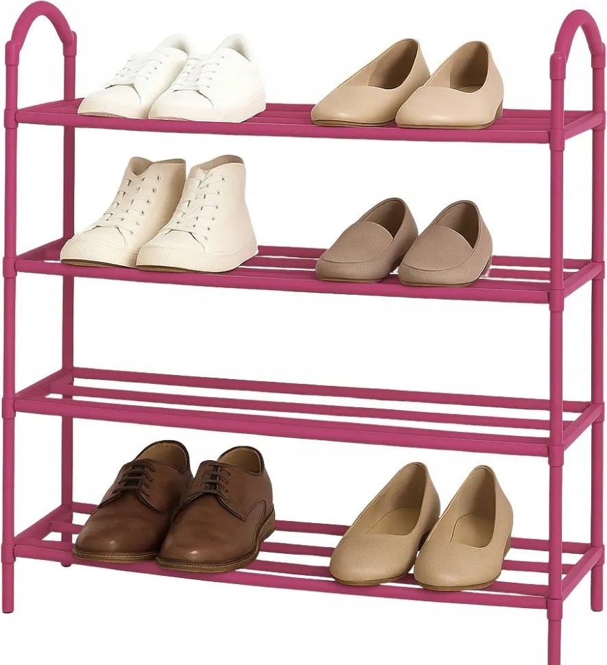 Cipőtartó polc cipőrendező emeletes szekrény rózsaszín könyvespolc 4 szint nagy