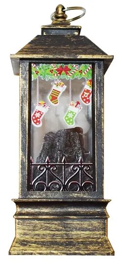 Karácsonyi, kandallót imitáló LED lámpás / 12 cm