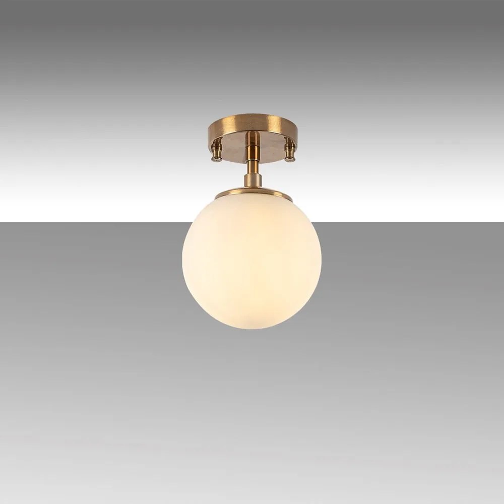 Fehér-bronzszínű mennyezeti lámpa üveg búrával ø 15 cm Atmaca – Opviq lights