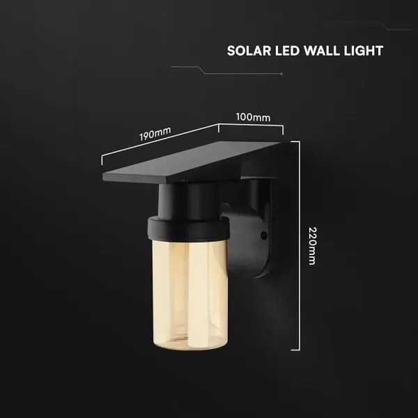 LED Sol fali lámpa LED/3,7V 2700/3200/5000K IP54 1800 mAh fekete/füstbézs + távirányító