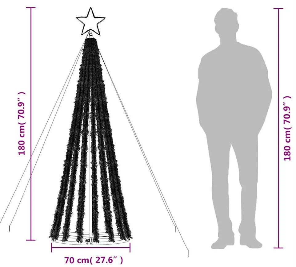 színes LED karácsonyfa 275 LED 180 cm