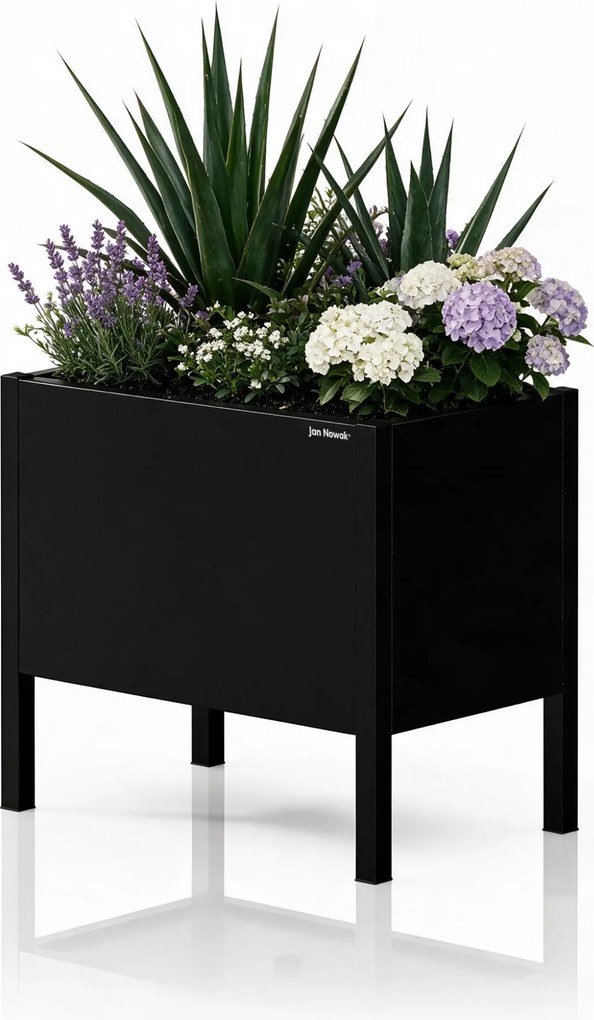 Kis fém virágcserép-burkolat, fekete, 400x350x250 mm: DAISY