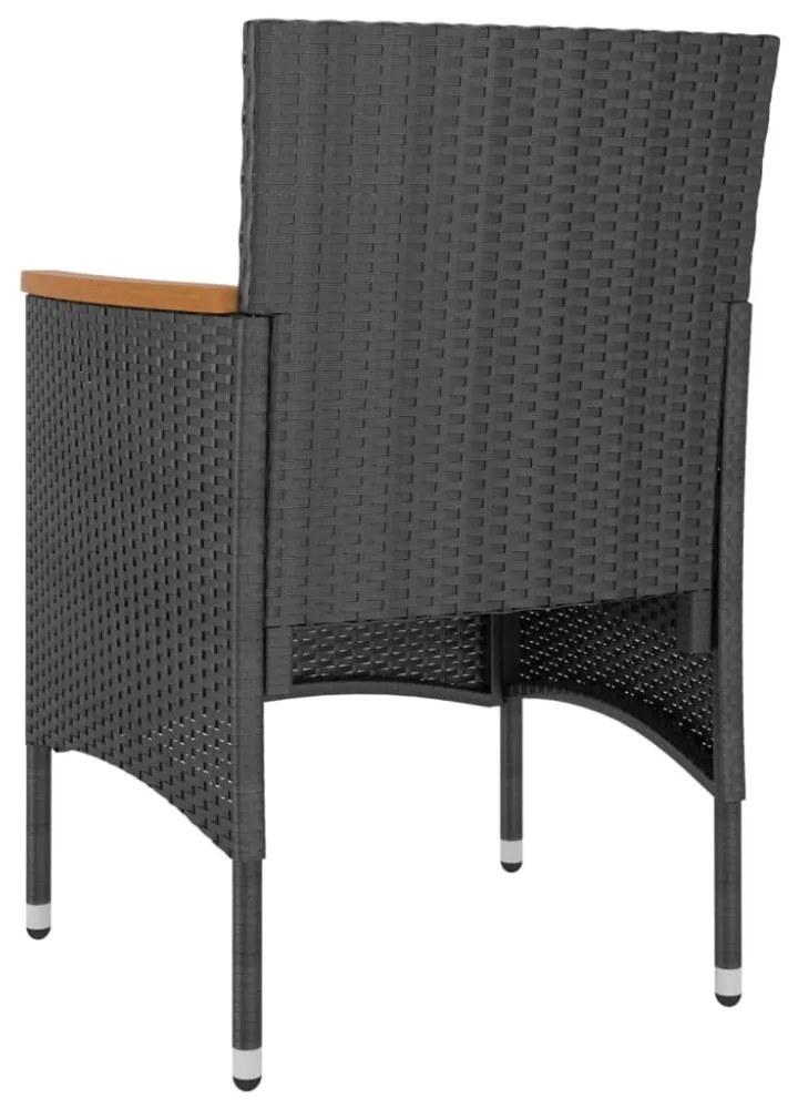 4 részes fekete polyrattan kerti szék- és zsámolyszett