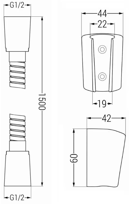 Mexen tartozékok - 1 pontos kézizuhany készlet R-62, grafit, 785626052-66