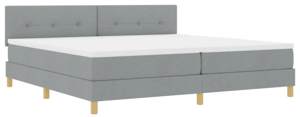 Boxspring Ágy Matrac & LED Fény Világosszürke 200x200 cm Textil