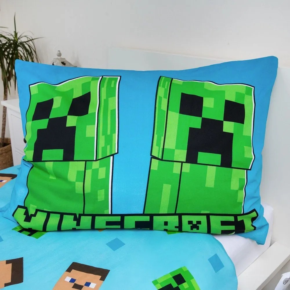 Egyszemélyes pamut gyerek ágyneműhuzat világító hatással 140x200 cm Minecraft "Jungle Fight" – Jerry Fabrics