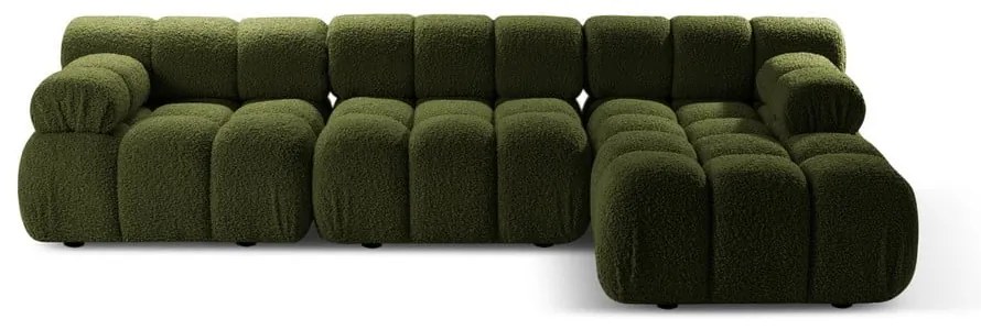 Zöld buklé moduláris sarokkanapé (jobb oldali) Bellis – Micadoni Home