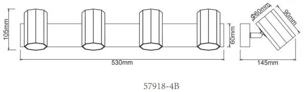 Globo 57918-4B - Spotlámpa JAMES 4xGU10/25W/230V fekete