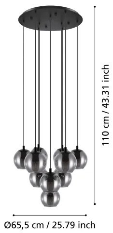 Eglo 98654 - Csillár zsinóron ARISCANI 10xE27/40W/230V