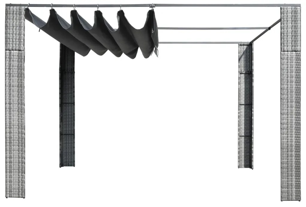 Szürke és antracit polyrattan pavilon tetővel 300x300x200 cm