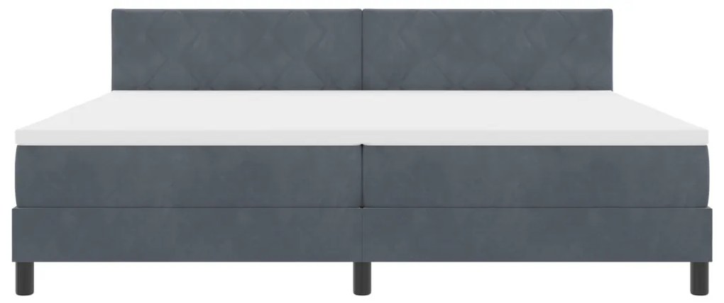 Boxspring Ágy Mattal és LED Fekete Szürke 200x200 cm Bársony