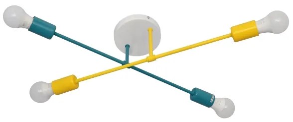 Felületre szerelhető csillár CAMBRIDGE 4xE27/20W/230V kék/sárga