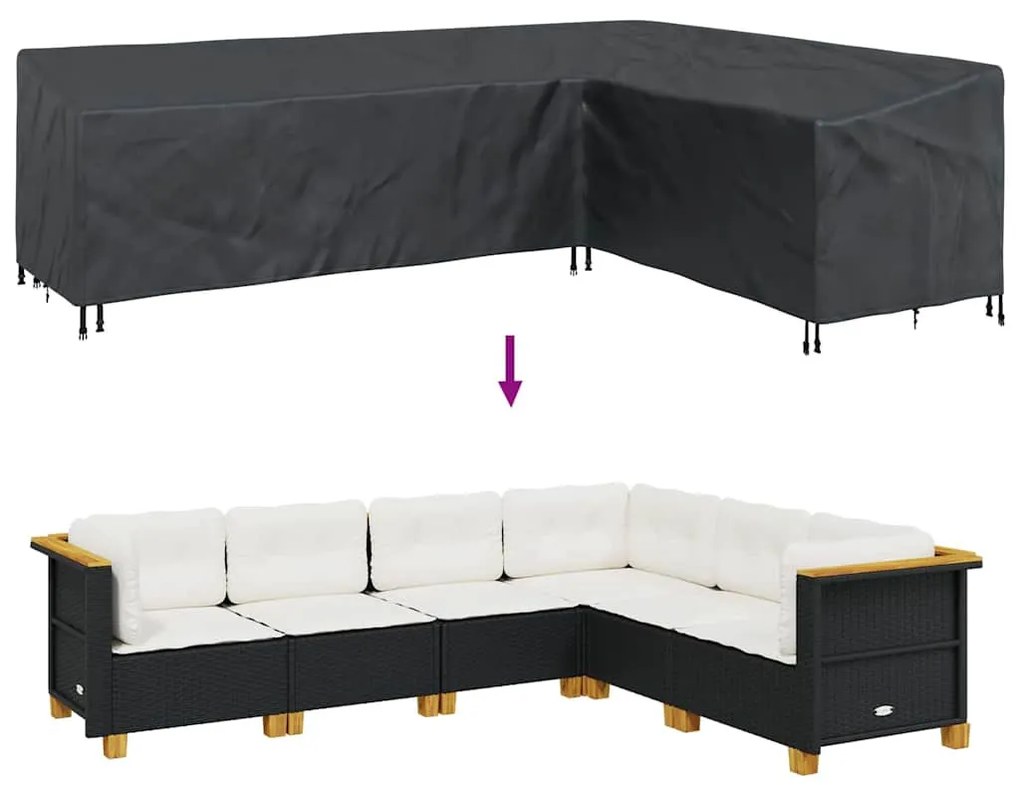 Kültéri bútor takaró Fekete 286 x 222 x 80 cm 600D szövet