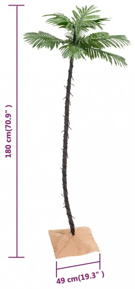 LED-es pálmafa 96 meleg fehér LED-del 180 cm