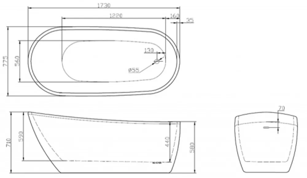 Sierra kád, 170x80x72 cm-es méretben