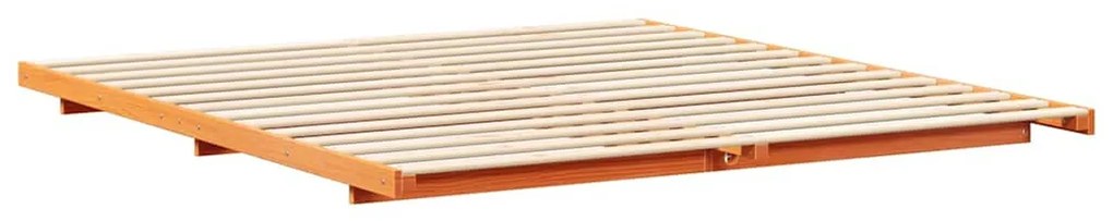 Földi ágykeret Viaszbarna 200 x 200 cm Tömör fenyőfa