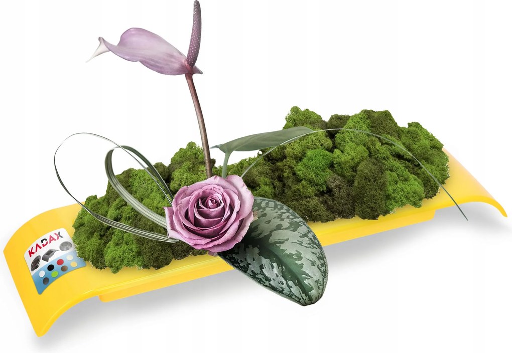 Virágtartó Kaspó Fedél Ikebana Kompozíció Sárga