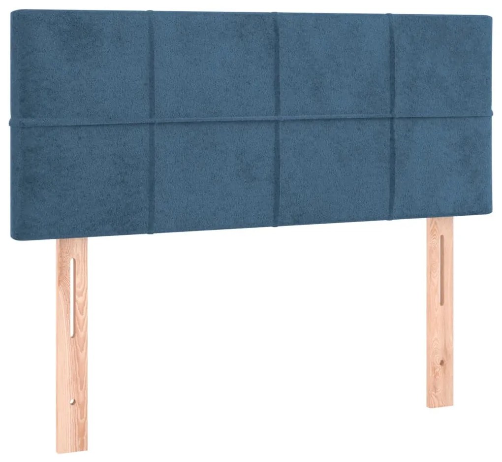 sötétkék bársony LED-es fejtámla 100x5x78/88 cm