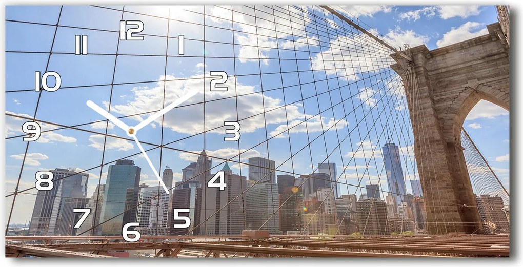 Üveg falióra csendes New York híd 60x30cm