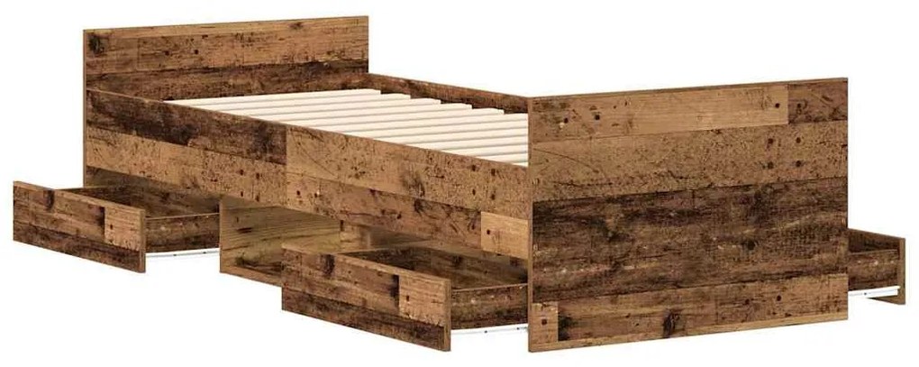 antik fa szerelt fa ágykeret matrac nélkül 90x200 cm