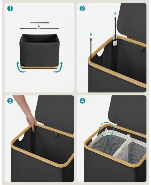 TATE fekete szennyeskosár