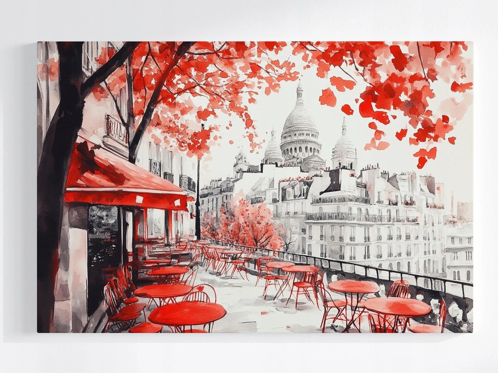 Poszter Város Párizs Sacre Coeur Kávézó Ősz 60x40