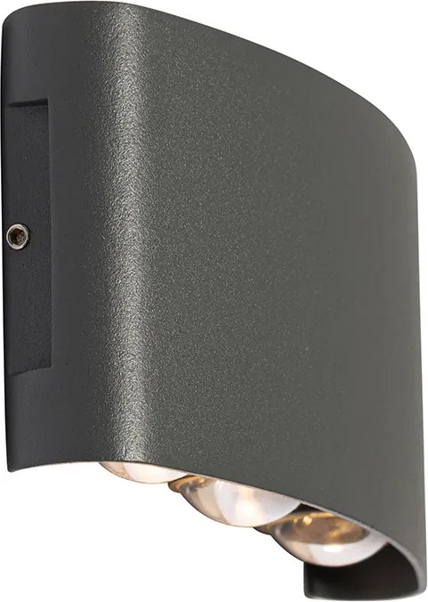 Kültéri fali lámpa sötétszürke LED-del 6 lámpás IP54 - Silly
