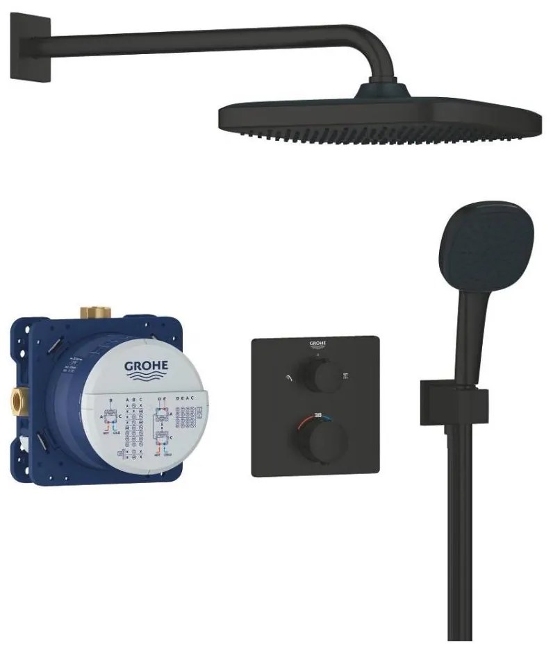 GROHE 348822430 - PRECISION 250 × 250 mm fekete zuhanyszett